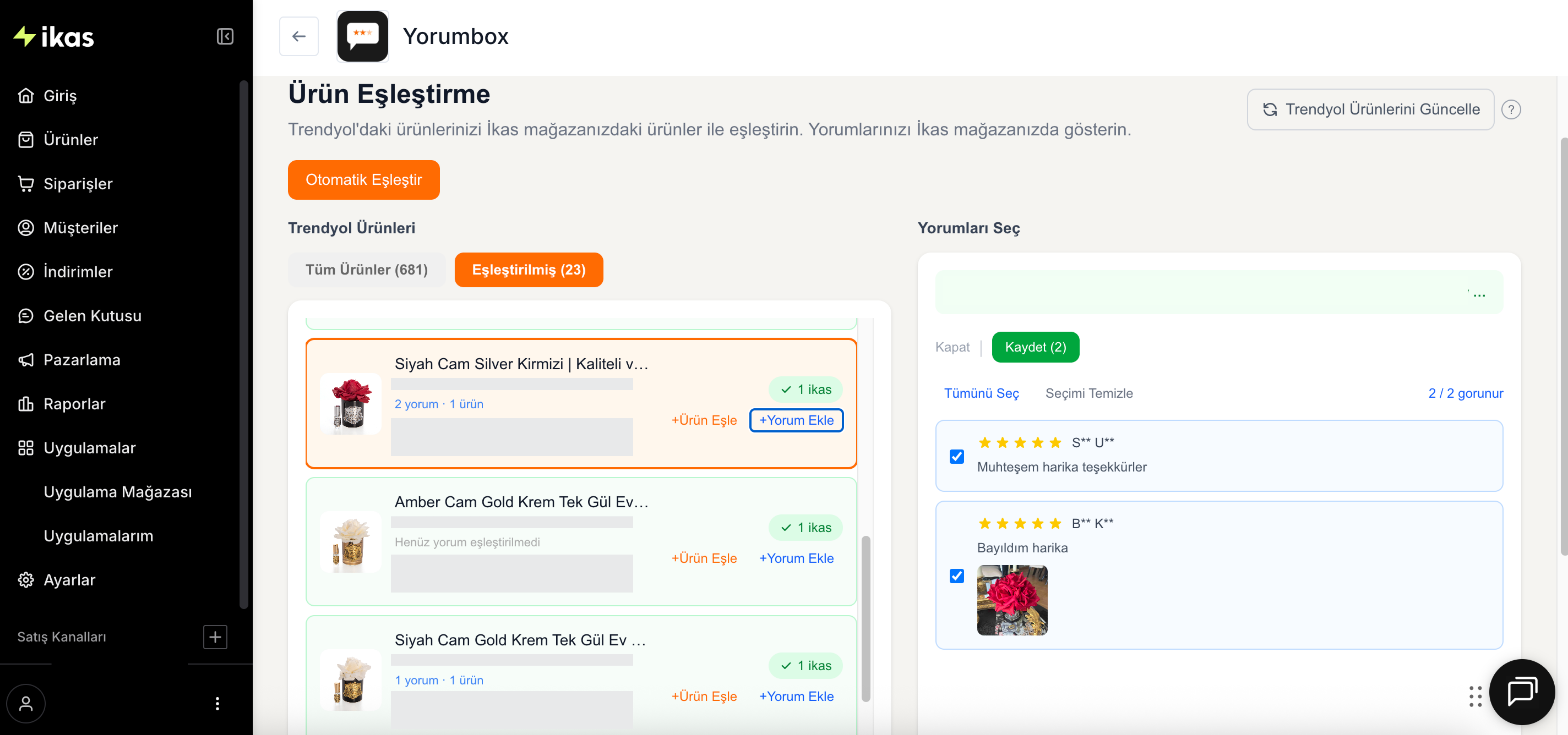Yorum seçimi